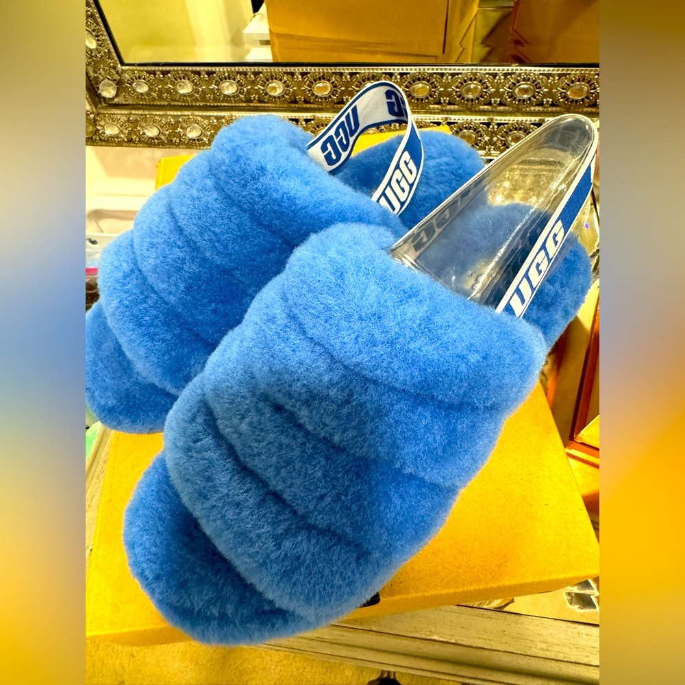 Uggs size 8 slides blue never worn